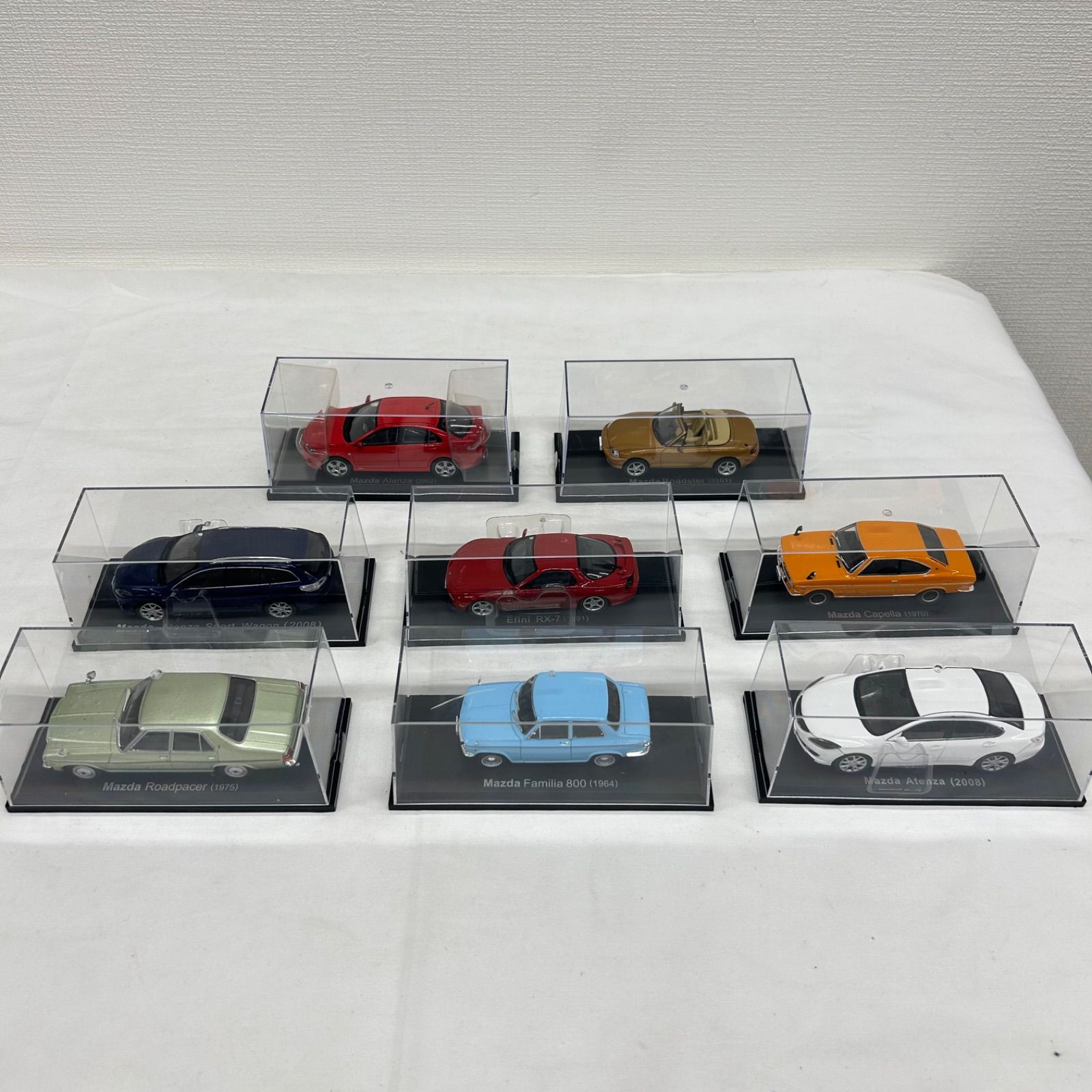 国産名車 ミニカー 8台 Mazda Efini RX-7 / Atenza Sport Wagon / Atenza / Roadster / Atenza / Capella / Familia 800 / Roadpacer 現状品