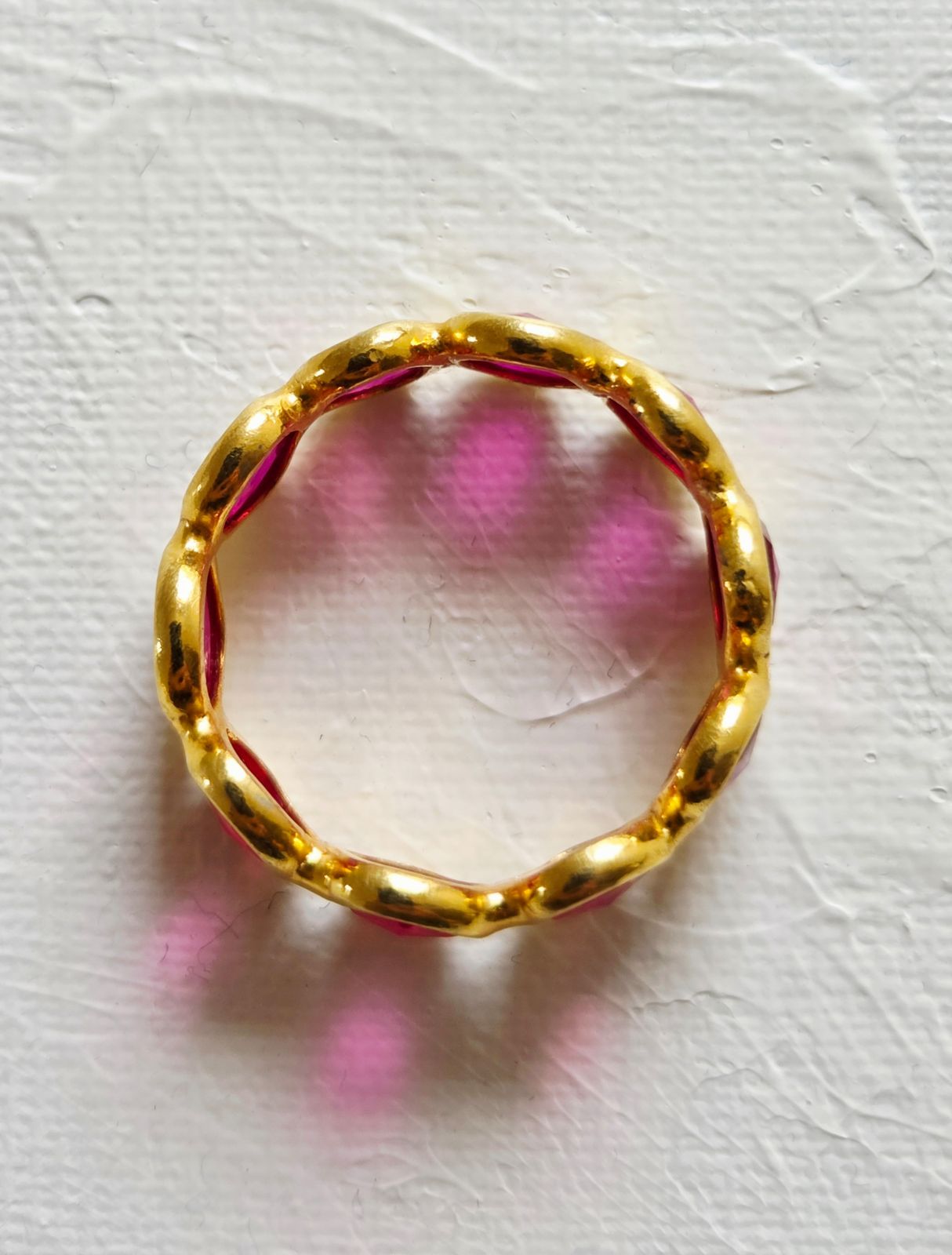 ルビー Gold Plated エタニティリング #15.5 インドジュエリー