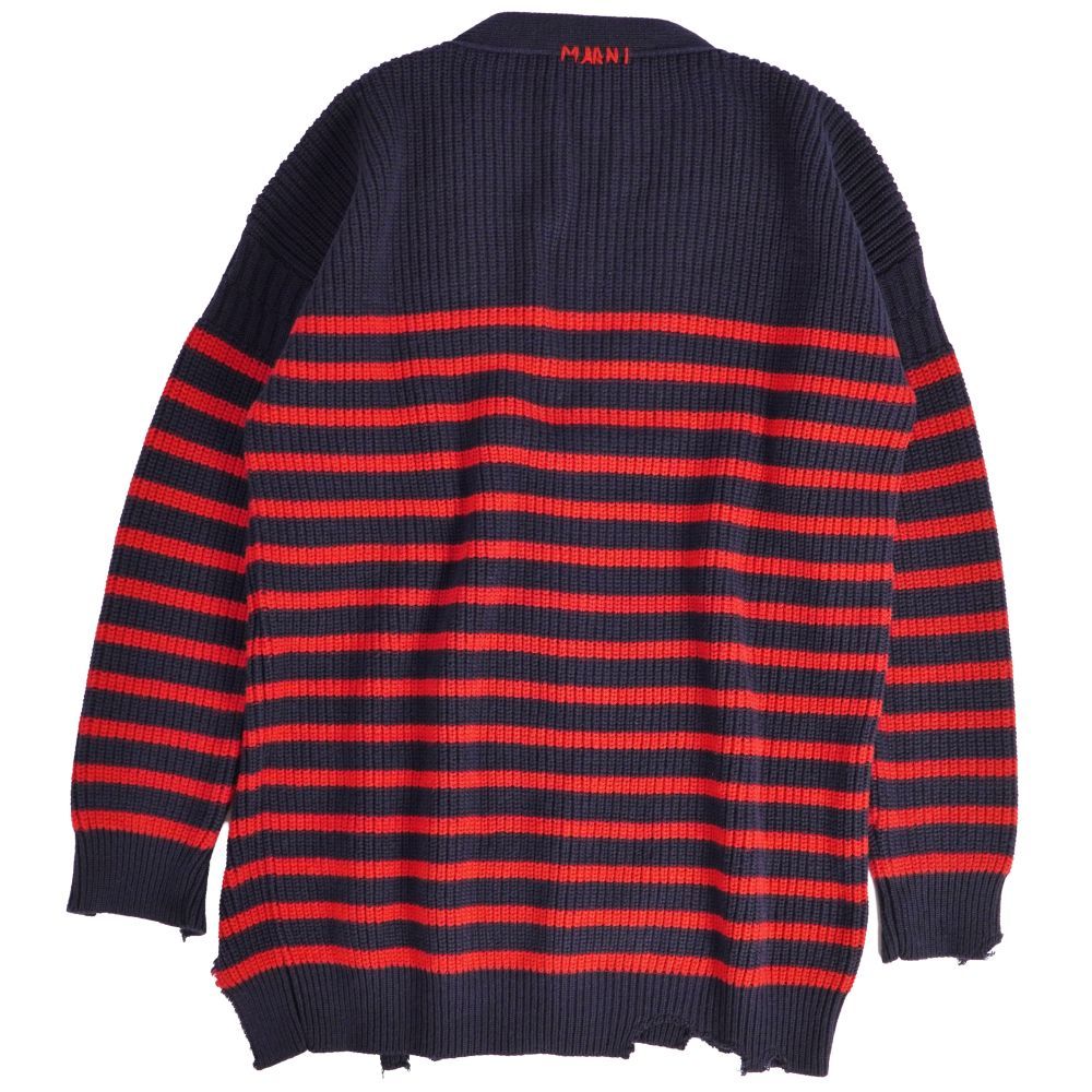 マルニ デストロイロゴカーディガン　サイズ48　MARNI 極美品 マルニ MARNI カーディガン 2024 デストロイ ニット ロングス