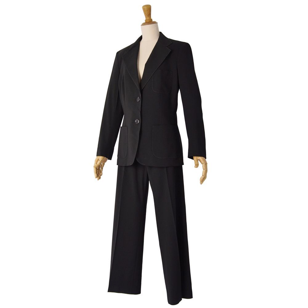 MaxMara 22万 高級美ライン スーツ 黒 ブラック 未使用品 未使用 マックスマーラ Max Mara セットアップ パンツスーツ ウール ジ