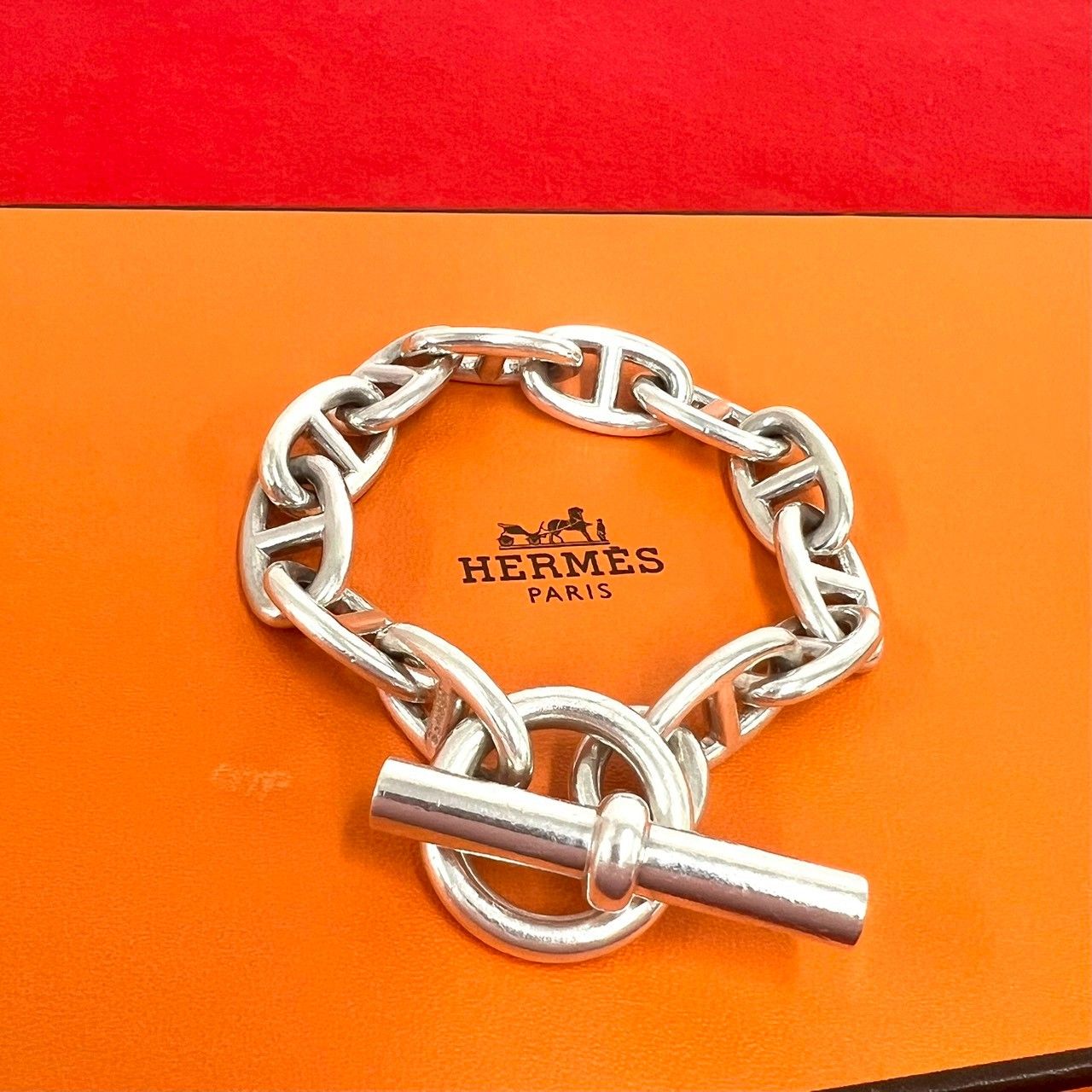 極 美品 HERMES エルメス シェーヌダンクル TGM 12コマ マルジェラ期 ヴィンテージ ブレスレット シルバー925 アクセサリー シルバー 33041 294,480円