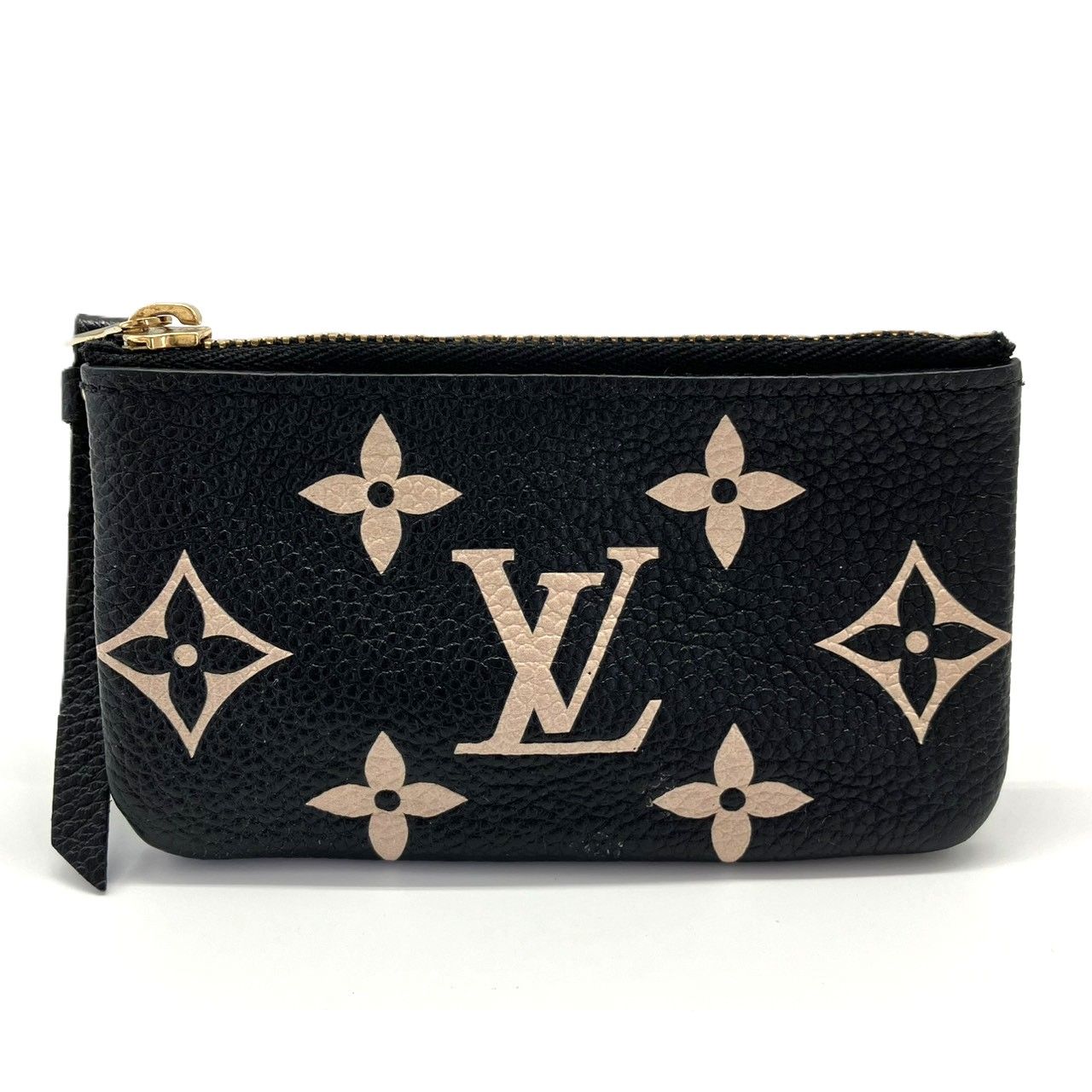 ルイヴィトン ポシェットクレ モノグラムアンプラント レザー ノワール(ブラック)×ベージュ LOUIS VUITTON M80885 中古
