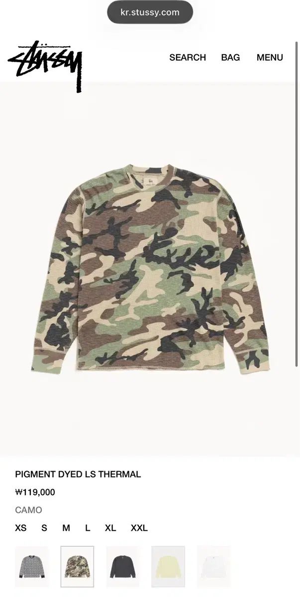 STUSSY サーマル ロングスリーブ カモ 11,656円