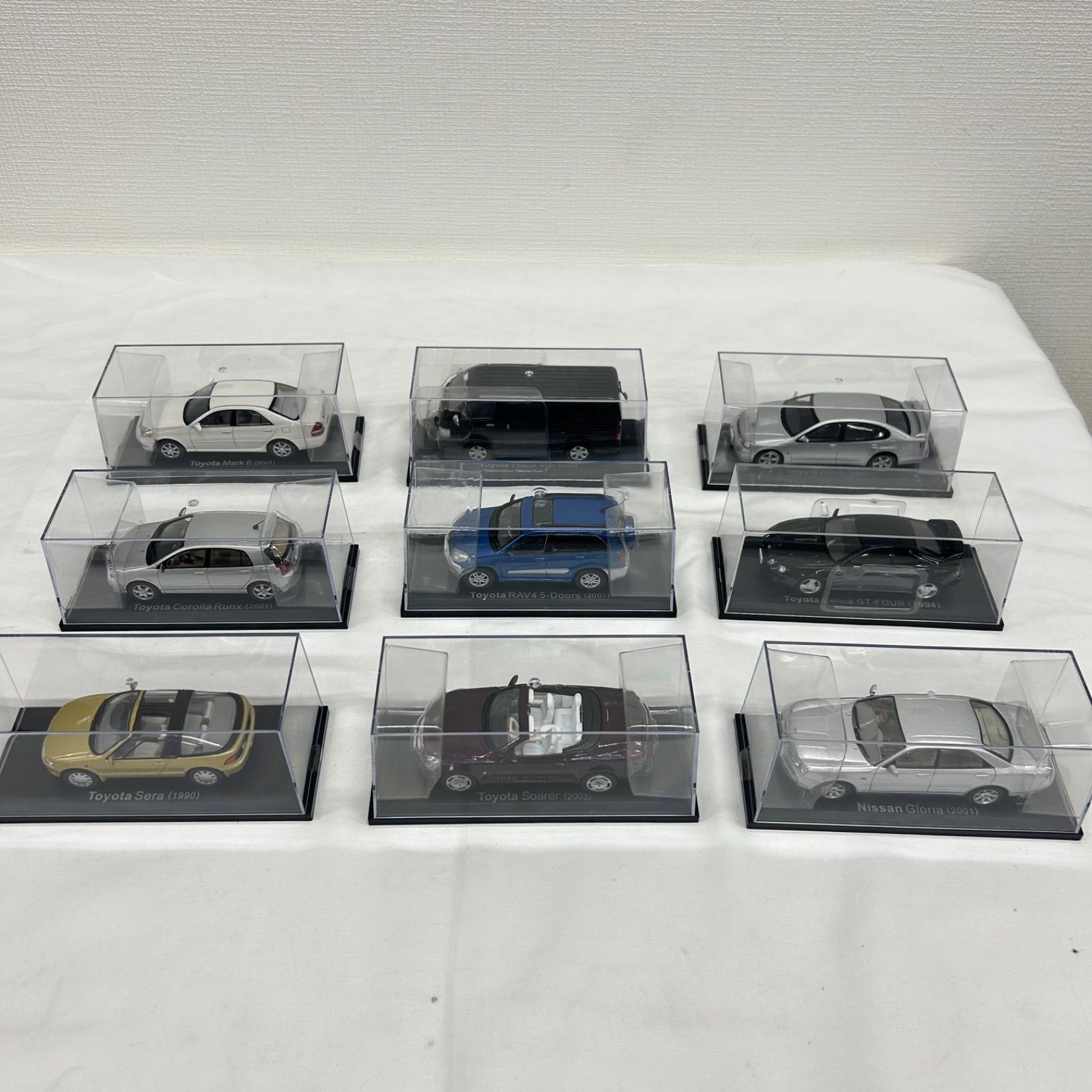 国産名車 ミニカー 9点 1/43 トヨタ Soarer / Corolla Runx / Mark II / Sera / RAV4 5-Doors / Aristo / Hrace Van / Celrca GT-Four 現状品