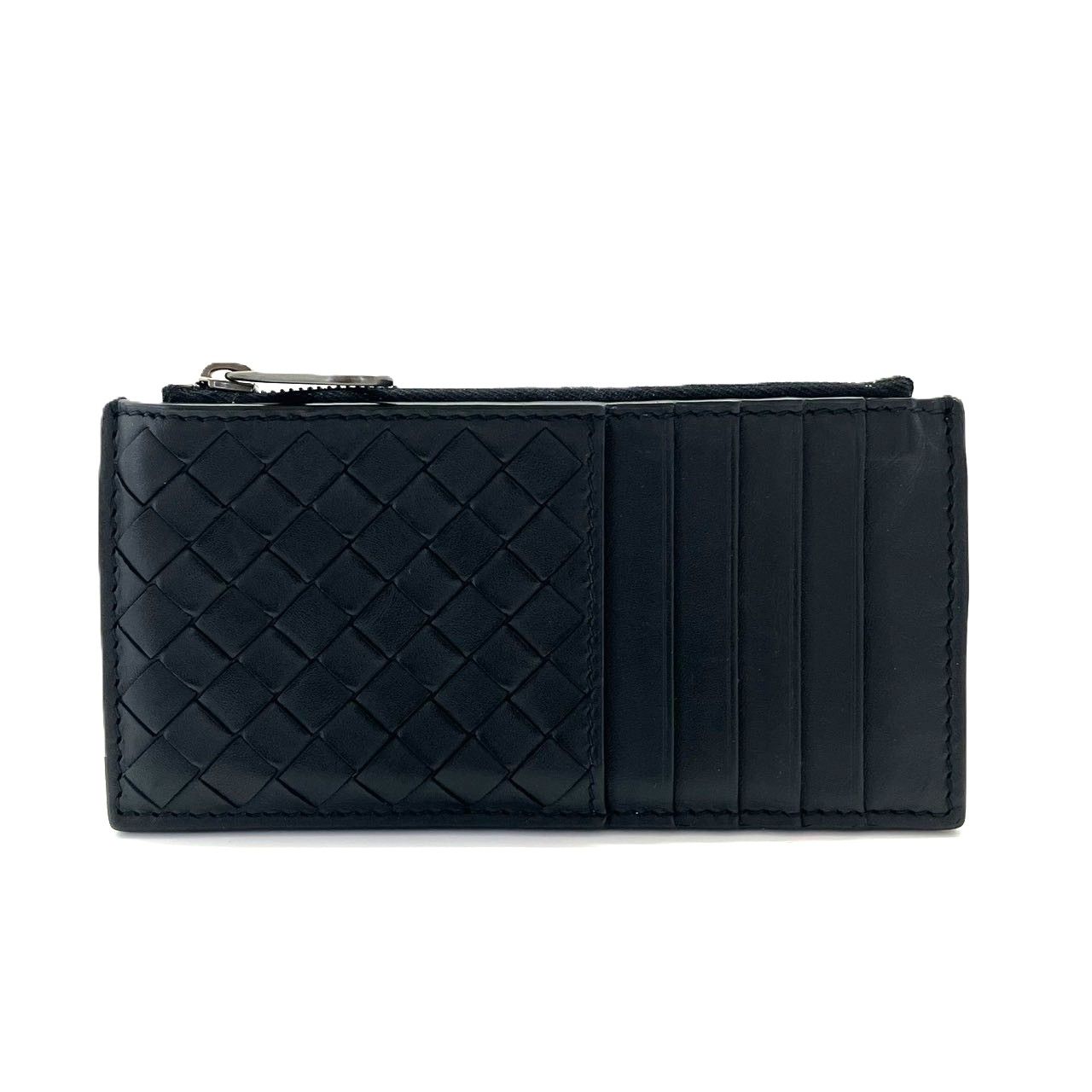 ボッテガ ヴェネタ イントレチャート フラグメント ファスナーカードケース ブラック 566430 V47W1 1275 Bottega Veneta 中古