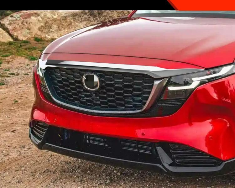 マツダ Mazda CX-5 2026年式 フロントグリル上部 ボンネット先端ガーニッシュ 1点 ABS製 貼り付け式 ミラーシルバー調/ピアノブラック 外装保護