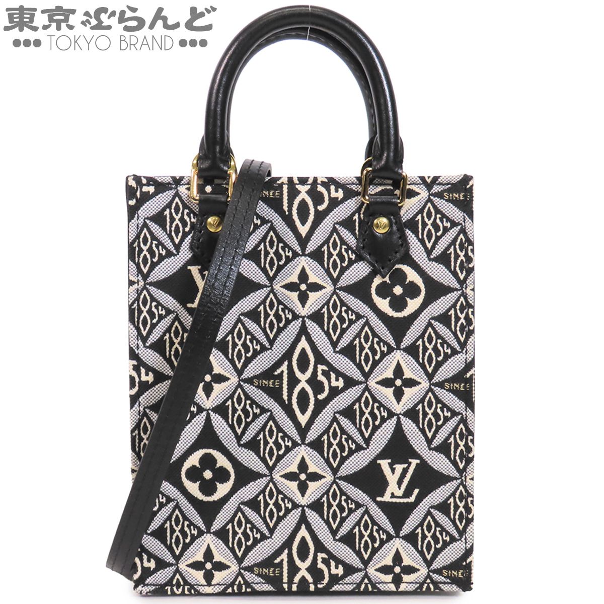 ルイヴィトン LOUIS VUITTON SINCE1854 プティット サックプラ M80484 ブラック 黒 レザー モノグラムジャガード 2WAY ハンドバッグ ショルダーバッグ レディース 101873727