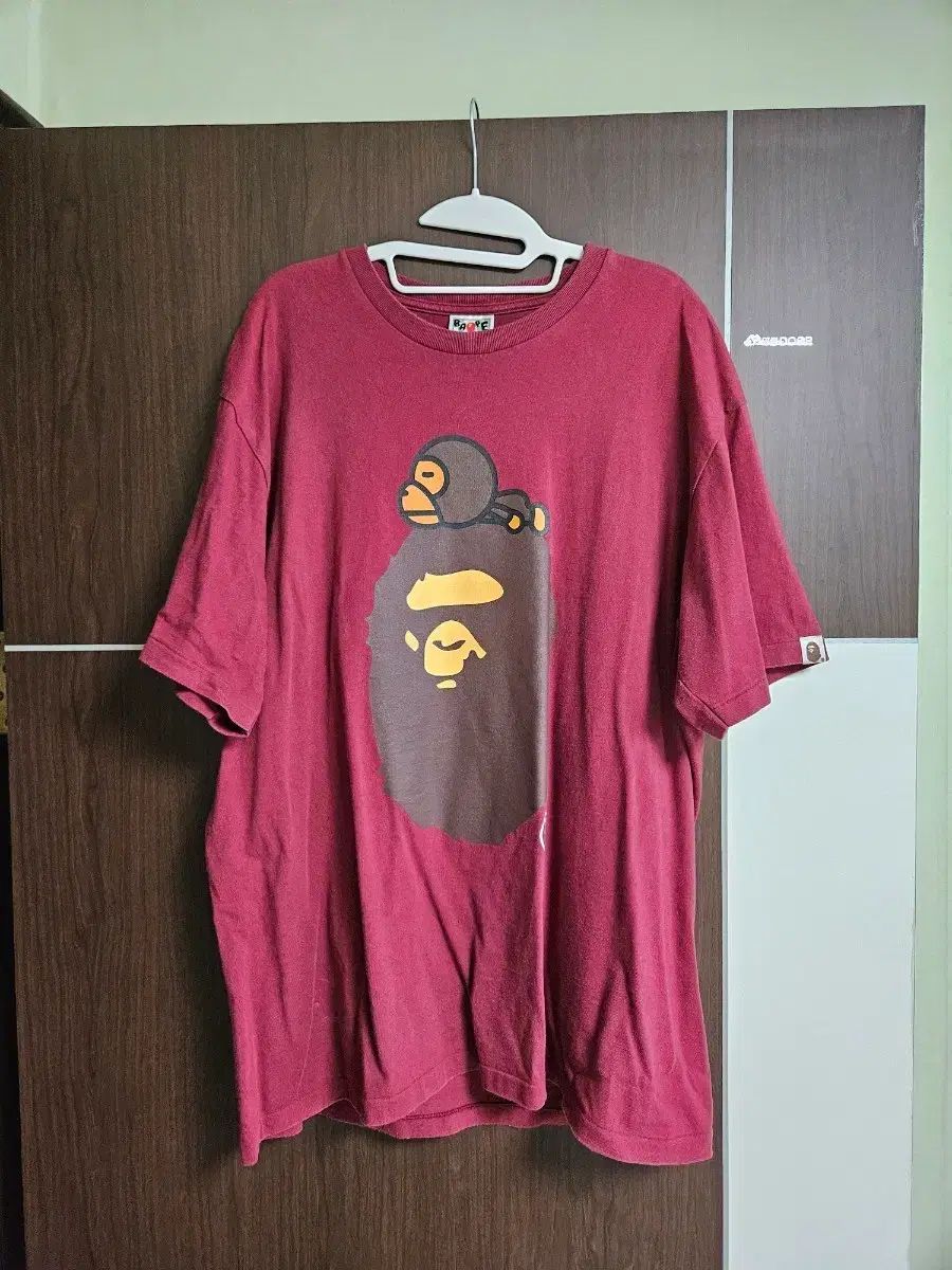 A BATHING APE アベイシングエイプ ベイビー マイロ 半袖Tシャツ バーガンディ
