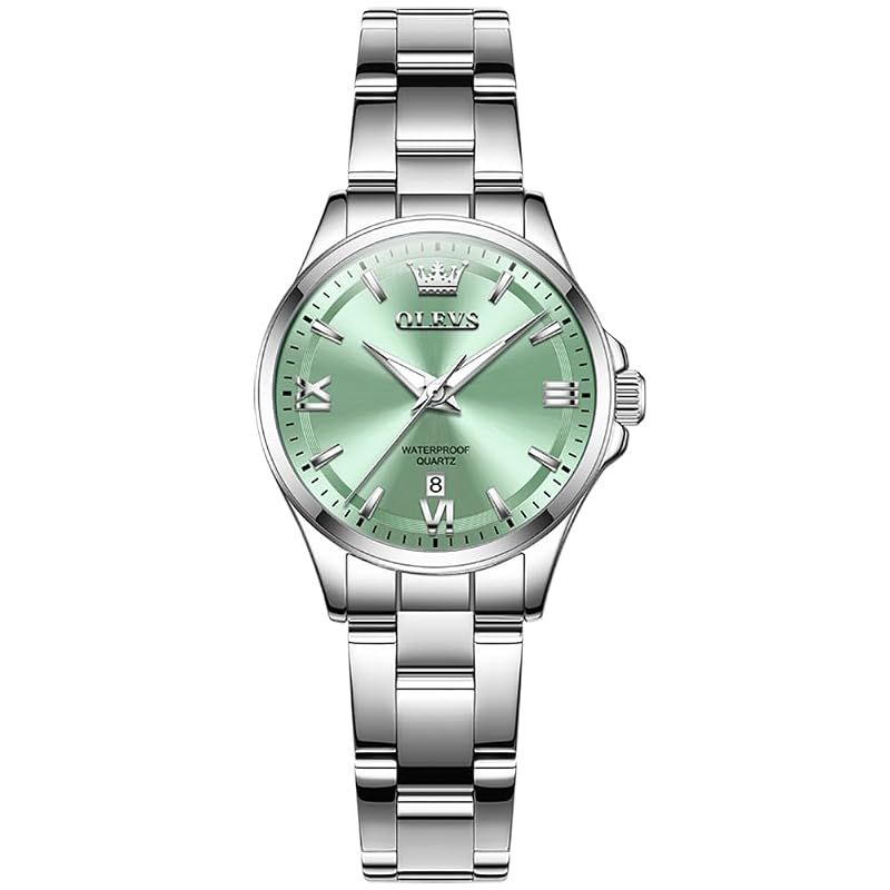 OLEVS 腕時計 レディース クオーツ かわいい 女性 軽量 時計 ステンレス 防水 夜光 プレゼント watch for women 青色