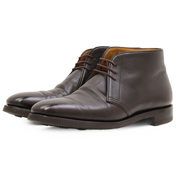 【美品】John Lobb ジョンロブ チャッカブーツ サイズ 7E メンズ GIONO ジオノ レザー レースアップ シューズ 革靴 ダークブラウン 茶色 英国製