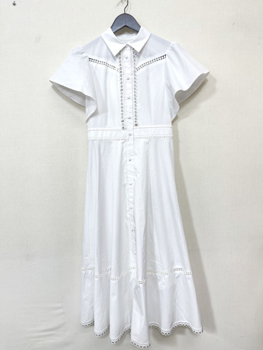 新品 LOULOU WILLOUGHBY ルル ウィルビー レーストリム シャツワンピース インナー付き ワンピース size 2 (M)/白 ■■◎レディース