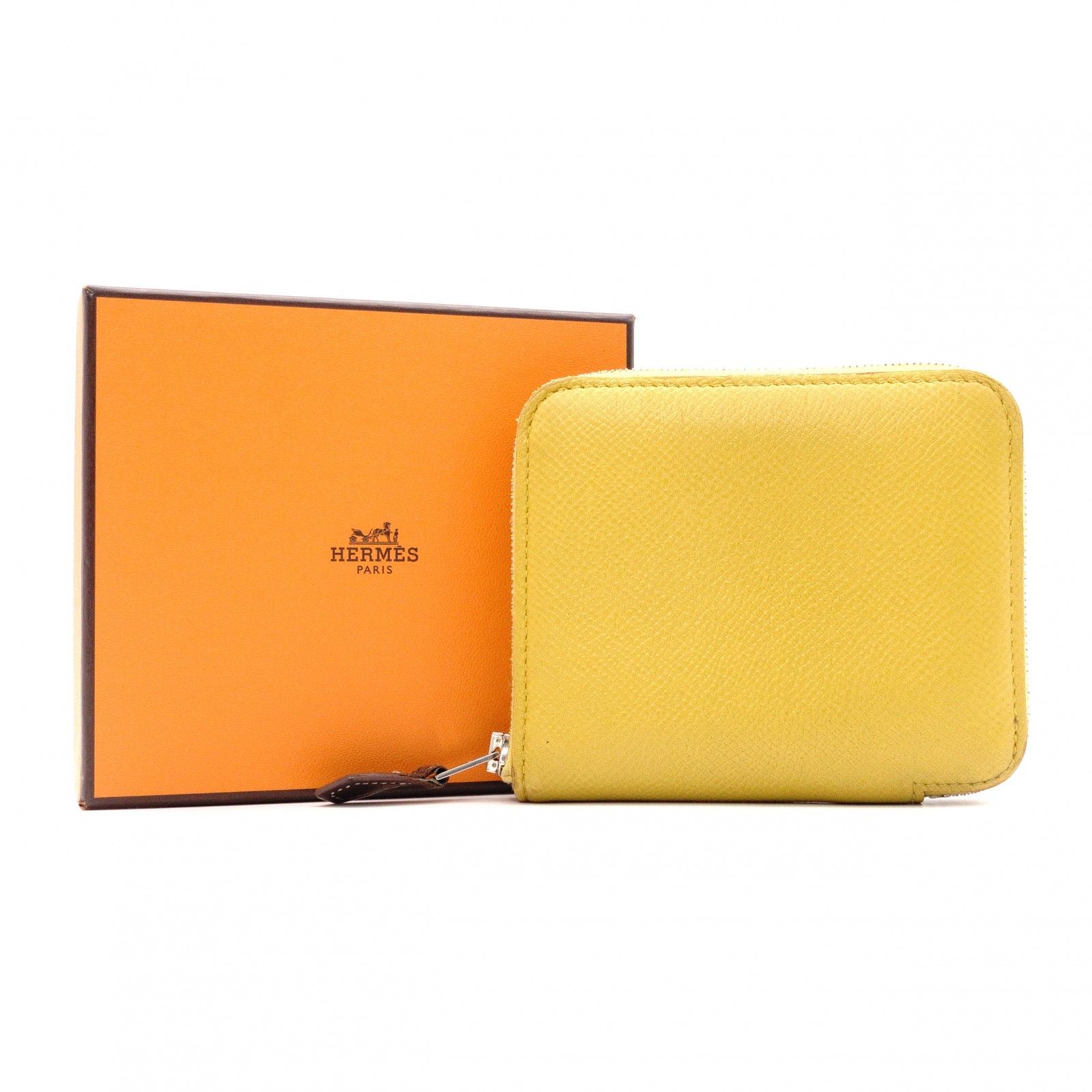 HERMES エルメス アザップ シルクイン コンパクト コインケース イエロー系 シルバー金具 30,674円
