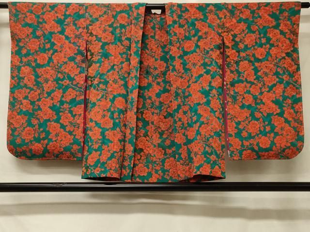 平和屋着物＃アンティーク　大正ロマン　羽織　草花文　正絹　逸品　CABH6819in