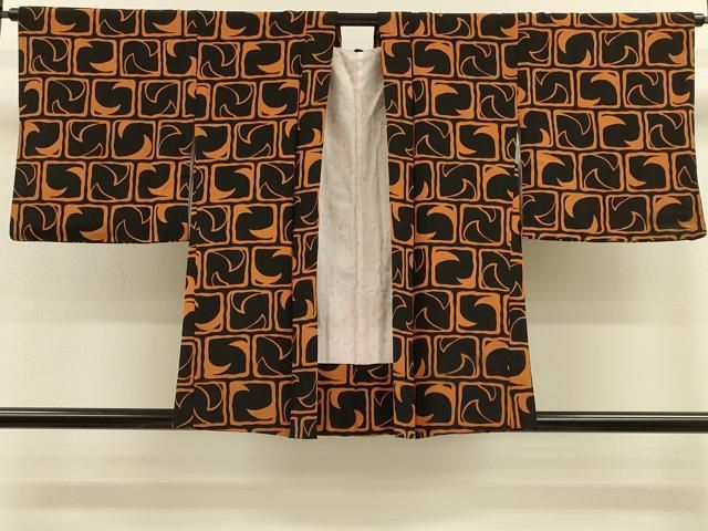 平和屋着物＃羽織　幾何学文様　正絹　逸品　CABH6823in