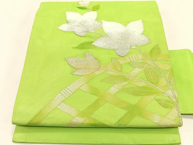 平和屋着物＊夏物　九寸名古屋帯　籬桔梗文　金銀糸　正絹　逸品　CABK1206fb