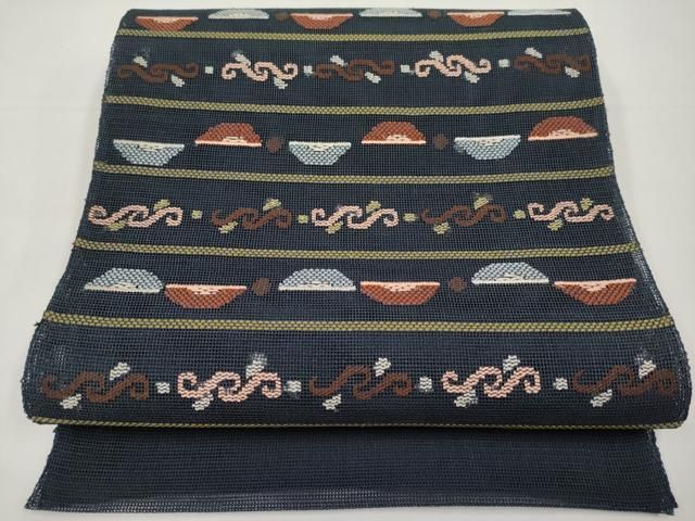 平和屋着物＊夏物　八寸名古屋帯　抽象文　正絹　逸品　CABK1649tx