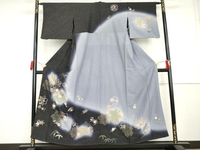 平和屋着物●訪問着　総刺繍　舞桜　暈し染め　金糸　正絹　逸品　AABL0217cs