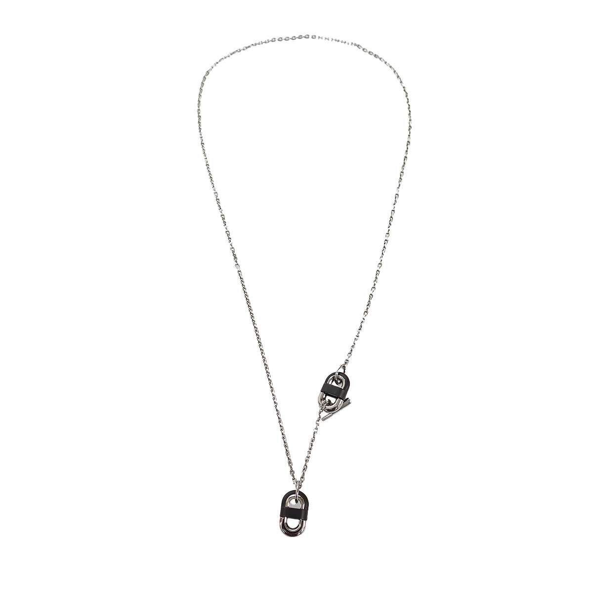 HERMES エルメス Chaine d'ancre Maillon PM Necklace シェーヌ マイヨン ネックレス シルバー ブラック