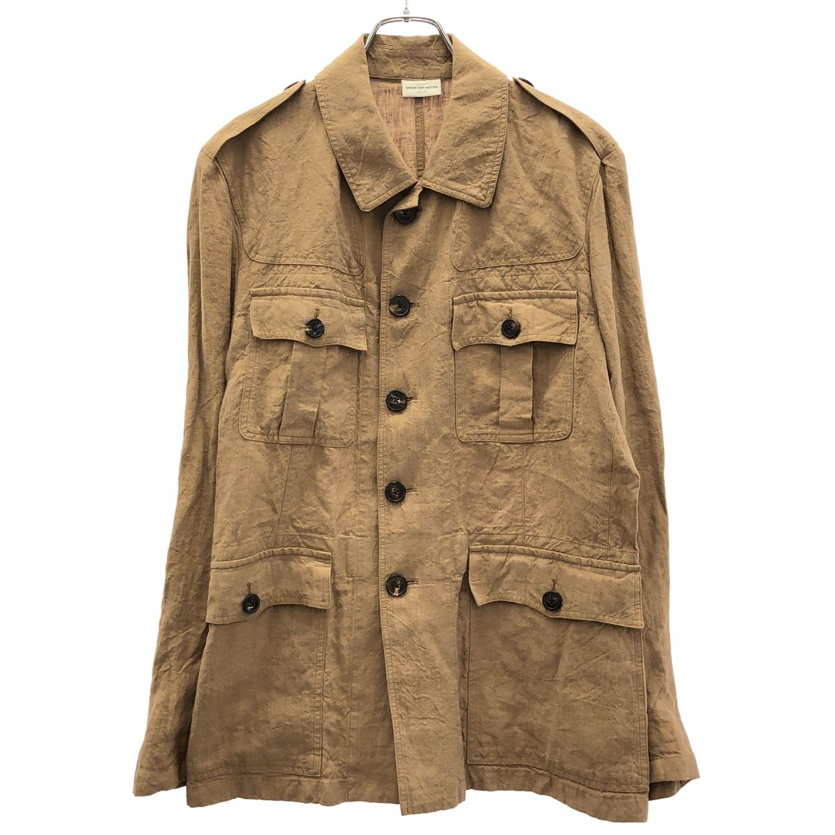 dries van noten サファリシャツ 48 ドリス シャツ　ジャケット DRIES VAN NOTEN ドリスヴァンノッテン リネンサファリジャケット 1157