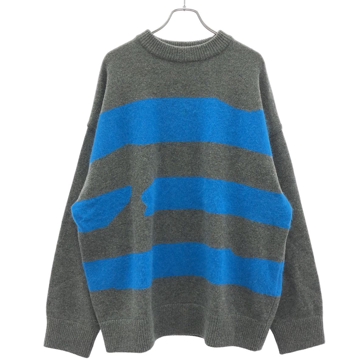 ADER ERROR アーダーエラー ボーダーニットセーター BKAFWLK08CC2 グレー×ブルー A2