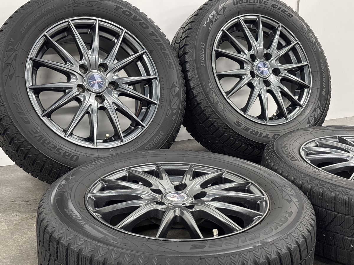 未使用品エスティマ ヴェゼル オデッセイ 215/60R16 95Q タイヤ4本 美品】VELVA 16in 6.5J +47 PCD114.3 トーヨー オブザーブ GIZ2 215