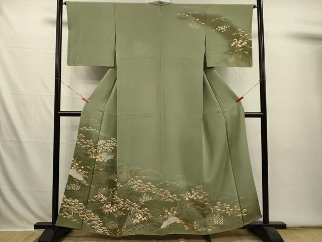 平和屋着物□訪問着 駒刺繍 風景花文 松竹梅 暈し染め 金彩 正絹 逸品