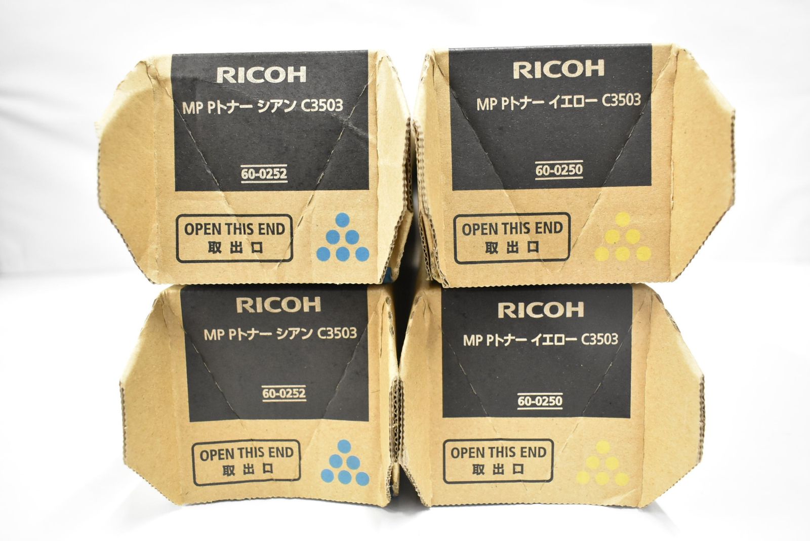 未使用 リコー 純正 トナー C3503 2色4本（シアン・イエロー） RICOH IT2J2RPYKGJO-D-Y06-byebye