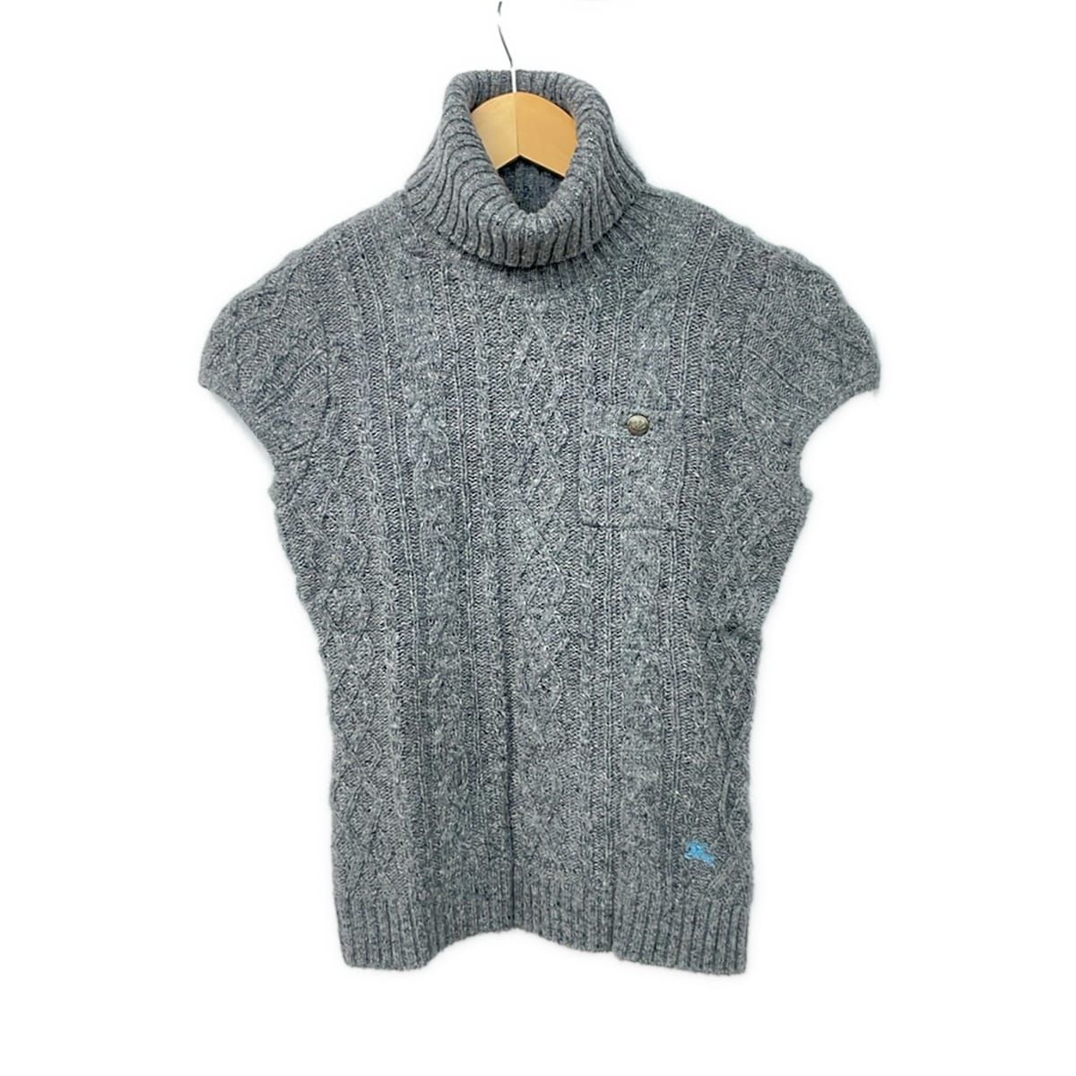 Burberry Blue Label(バーバリーブルーレーベル) 半袖セーター サイズ38 M レディース美品 グレー タートルネック