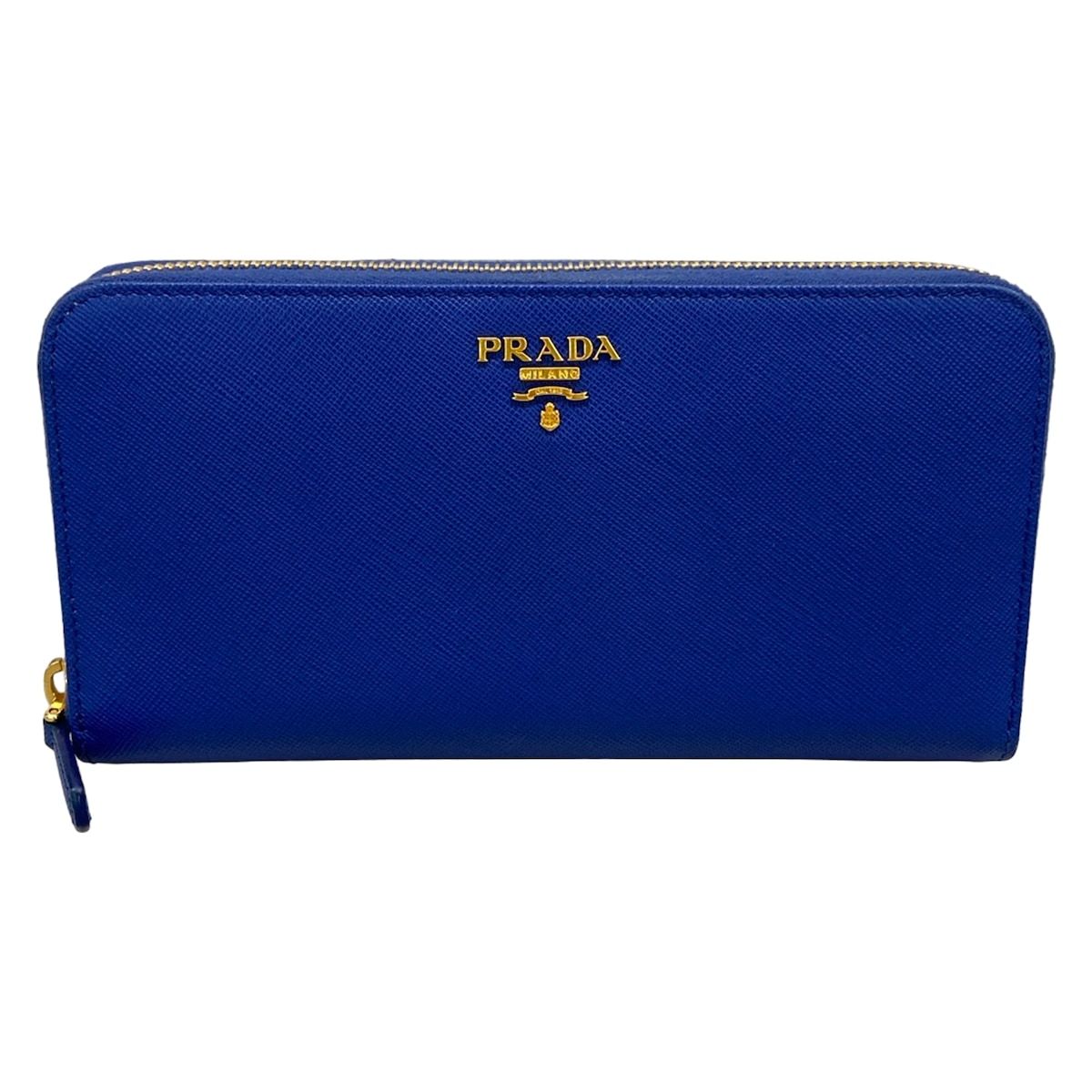 PRADA(プラダ) 長財布美品 - ネイビー ラウンドファスナー レザー