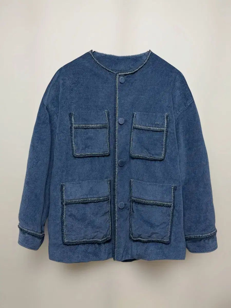 ウーヨンミ 24FW トリミング デニム ダウン ジャケット ブルー 50サイズ