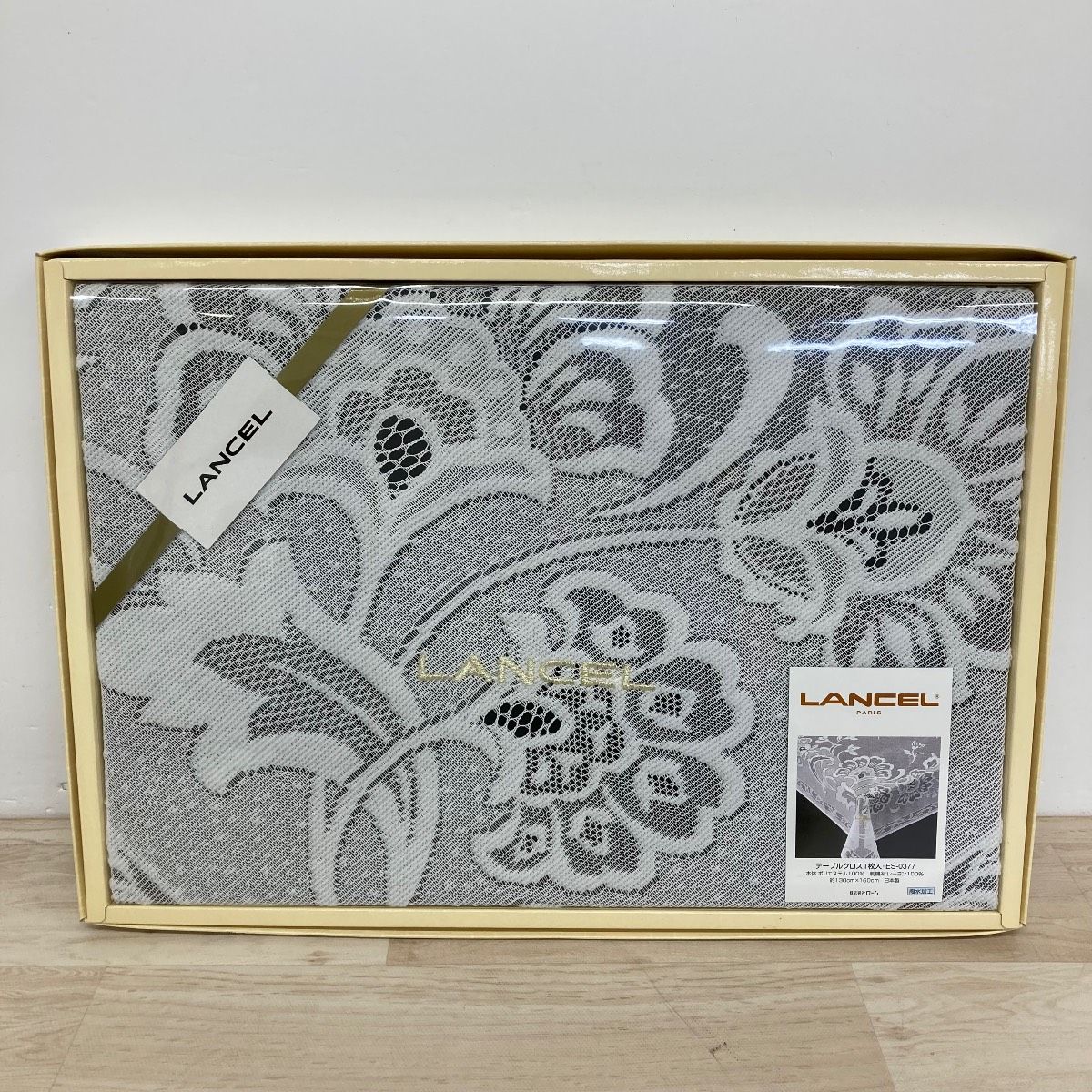 極美品 LANCEL ランセル テーブルクロス ホワイト レース 花柄 ES-0377