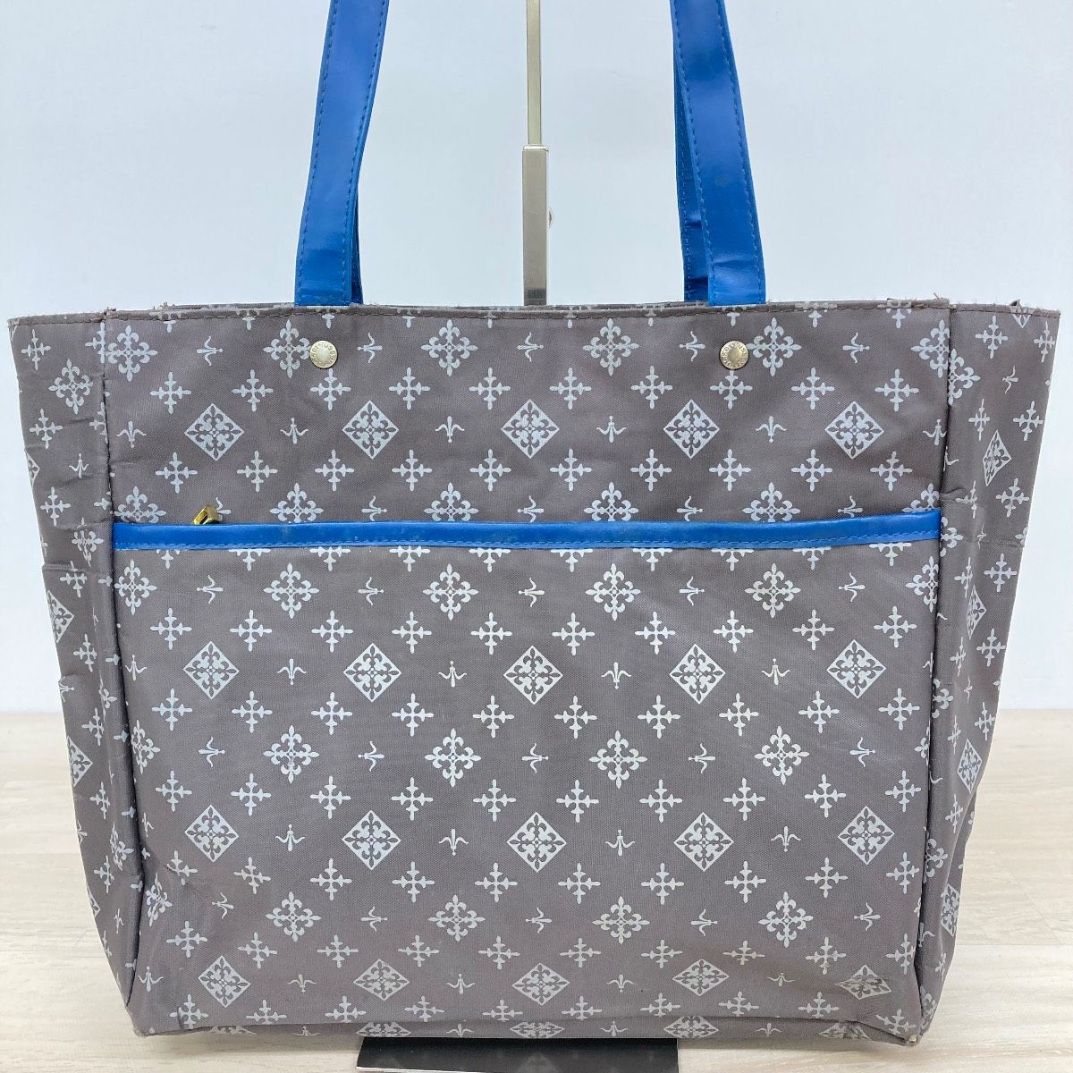 russet/ラシット トートバッグ モノグラム柄 グレー×ブルー レディース