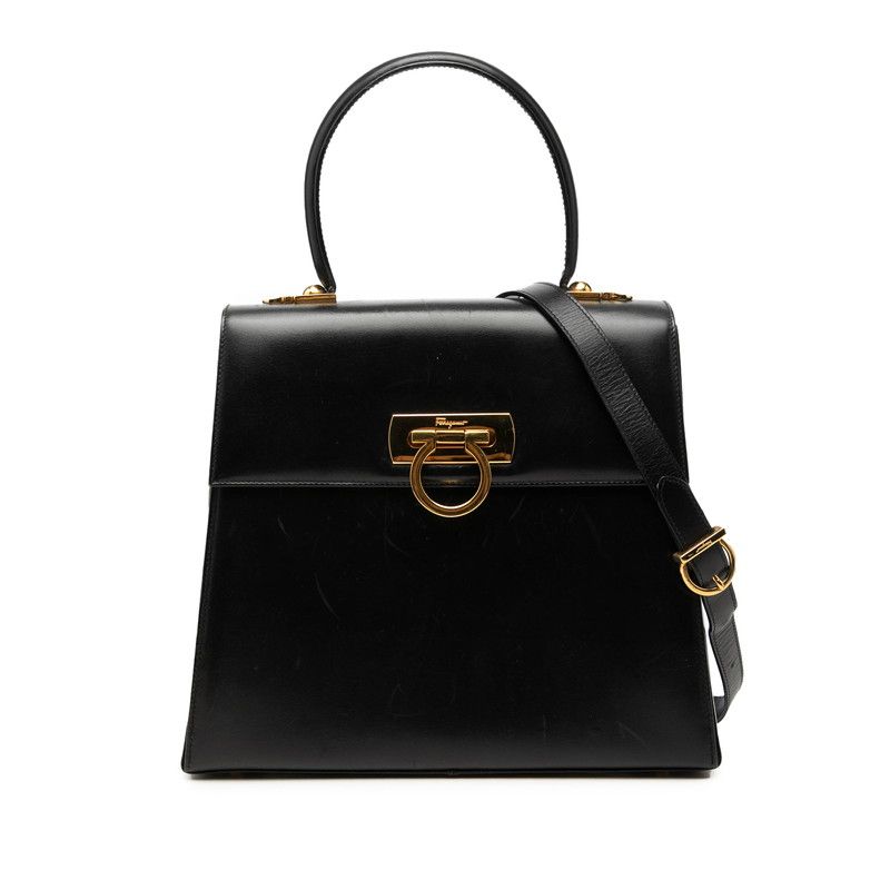 サルヴァトーレフェラガモ ガンチーニ ハンドバッグ ショルダーバッグ 2WAY ブラック レザー レディース Salvatore Ferragamo【1-0276223】