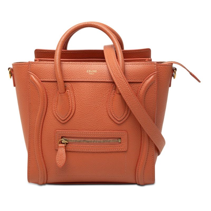 セリーヌ ラゲージ ナノ ショッパー ハンドバッグ ショルダーバッグ 2WAY ブラウン系 レザー レディース CELINE【1-0276918】