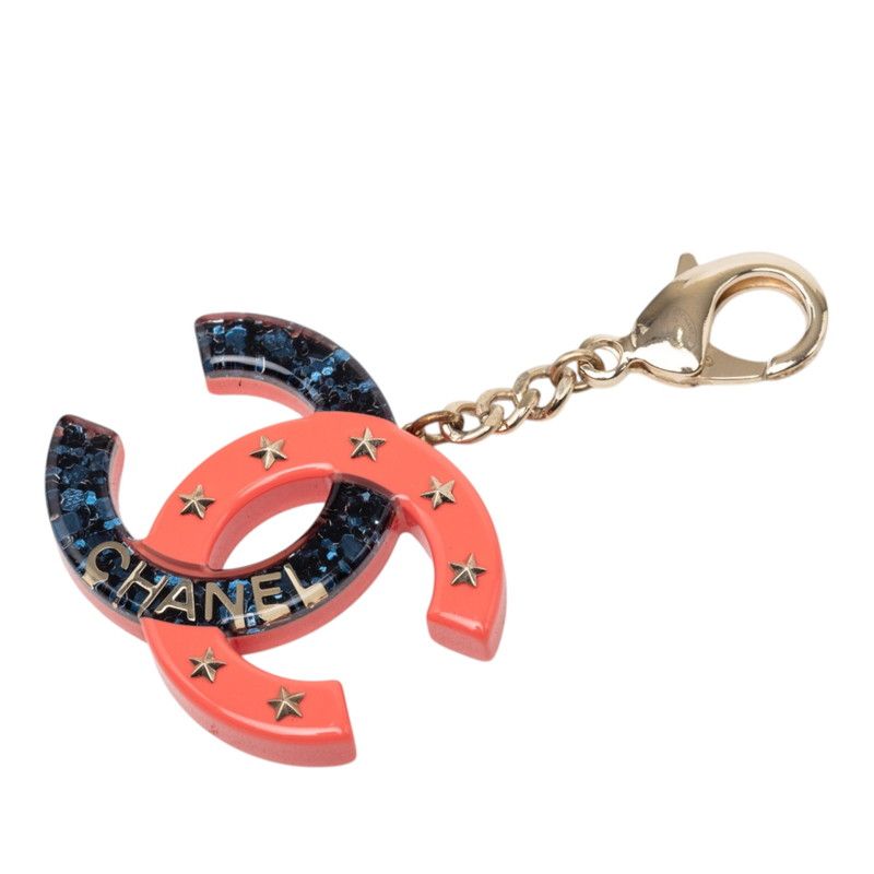 シャネル ココマーク ロゴ バッグチャーム キーホルダー ピンク ブルー プラスチック レディース CHANEL【1-0278080】