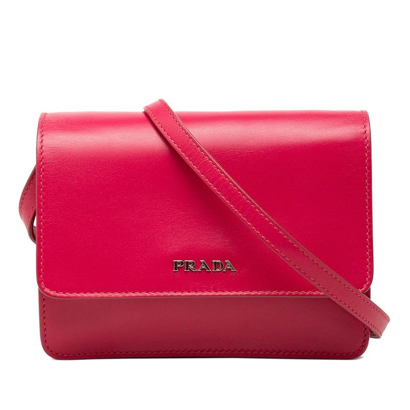 プラダ ロゴ ミニ ショルダーバッグ ウォレット BT1031 ピンク レザー レディース PRADA【1-0278383】