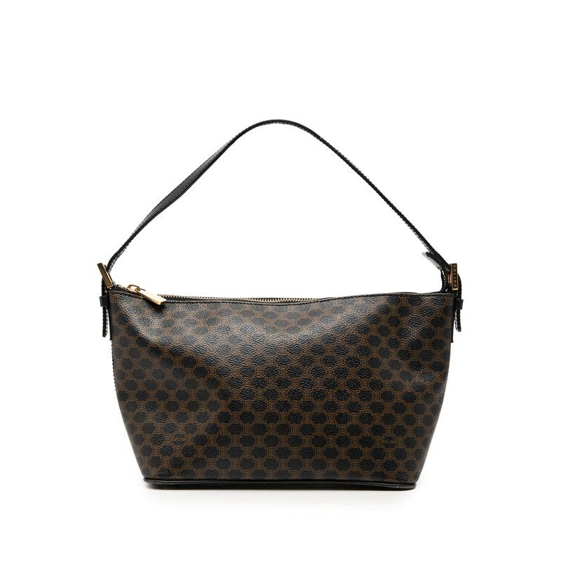 セリーヌ マカダム ハンドバッグ ショルダーバッグ CE00/23 ブラック PVC レザー レディース CELINE【228-79723】