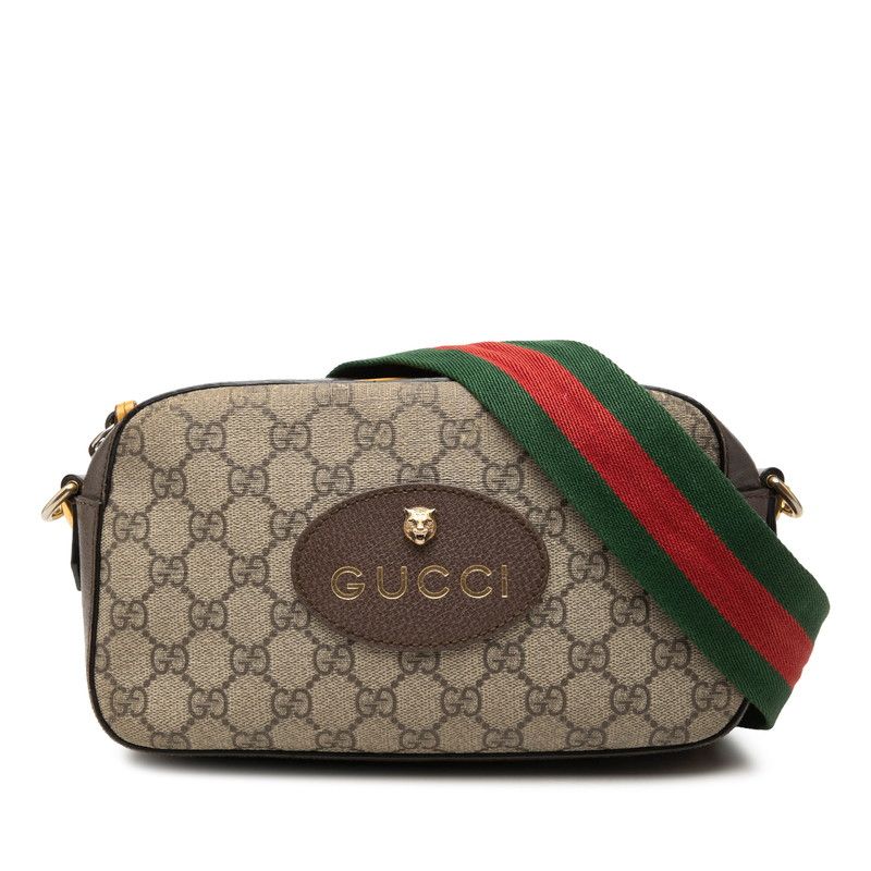 グッチ GGスプリーム ネオ ヴィンテージ 斜め掛け ショルダーバッグ 476466 ベージュ ブラウン PVC レザー レディース GUCCI【1-0280232】
