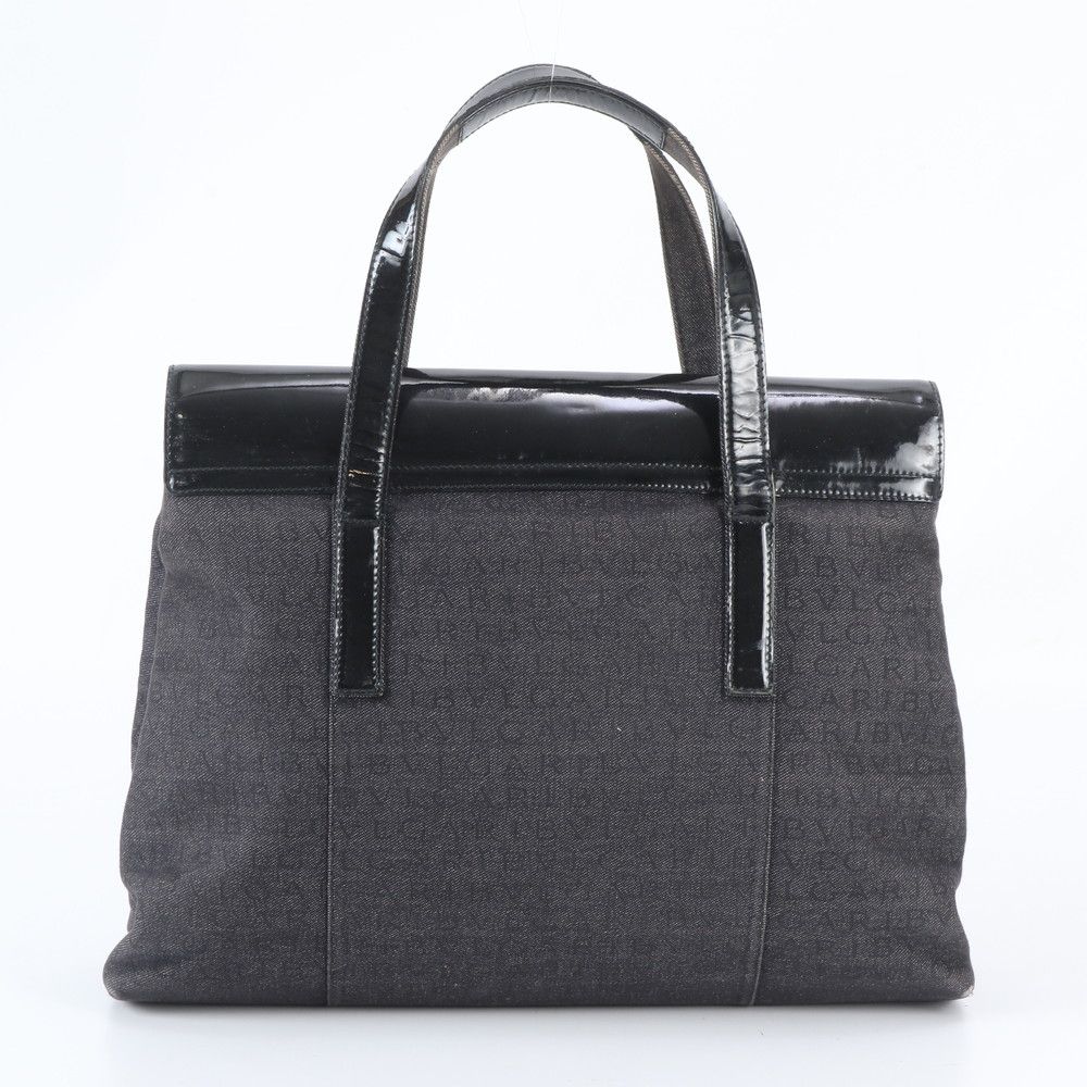 美品 ブルガリ ロゴマニア レザー キャンバス トート バッグ 肩掛け