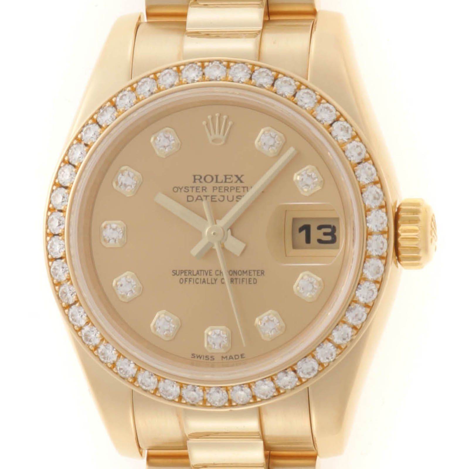 ROLEX ロレックス デイトジャスト26 179138G 腕時計 K18イエローゴールド/ダイヤモンドベゼル シャンパン10Pダイヤモンド文字盤 自動巻き 2007年正規品【中古】472
