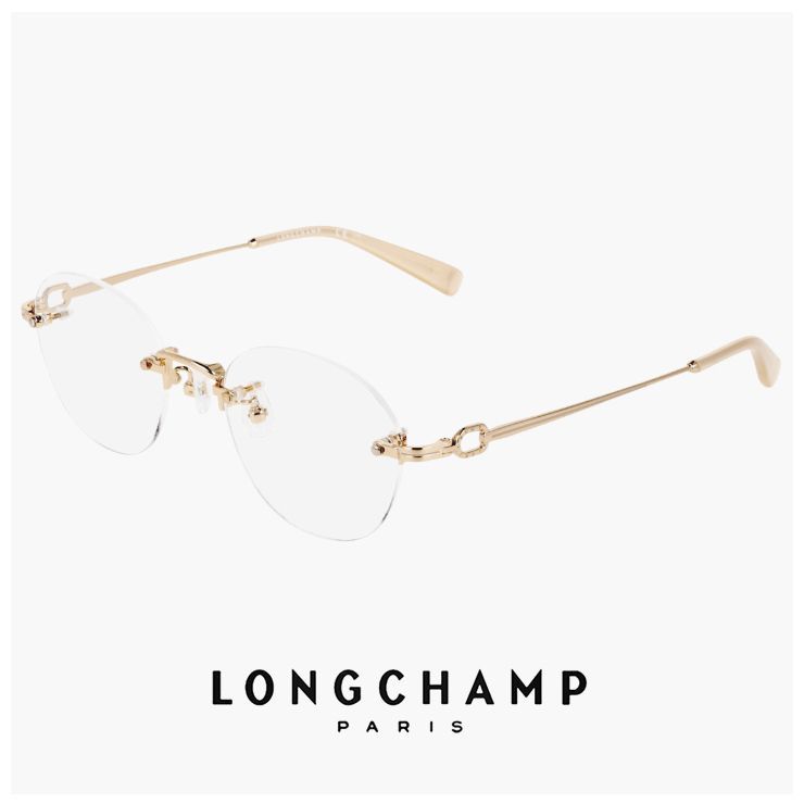 【新品】 レディース ロンシャン メガネ lo2541lbj n 714 49mm longchamp 眼鏡 かわいい おしゃれ 軽量 チタン フレーム ツーポイント リムレス 枠なし フレームレス ふちなし 丸メガネ ゴールド カラー ダミーレンズ発送