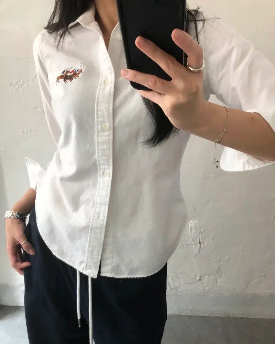 POLO ラルフローレン ウィメンズ 白 COLOR トリプルポニー コットン シャツ