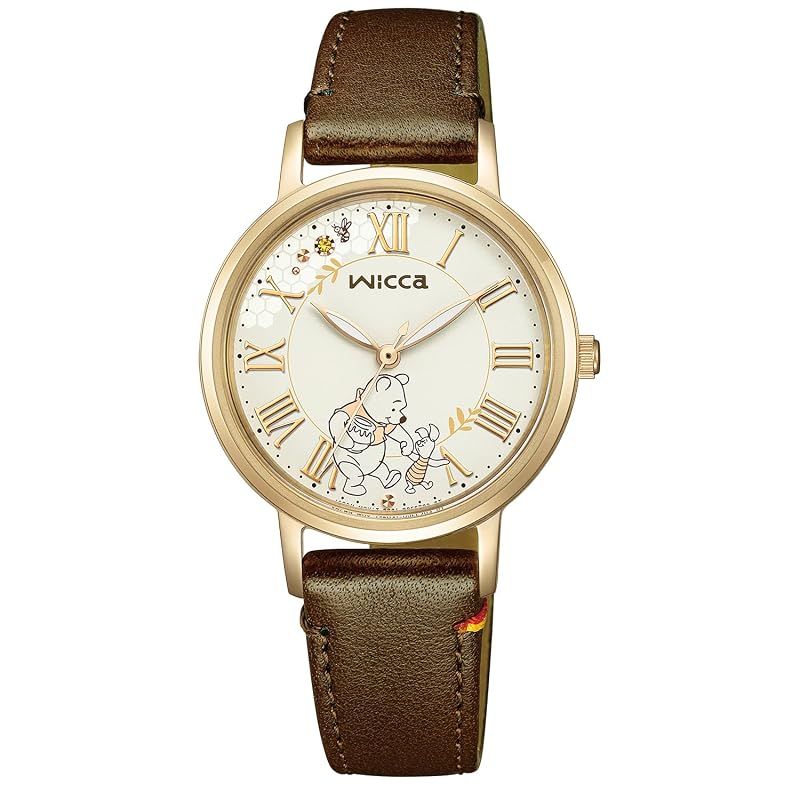 [CITIZEN] 腕時計 wicca Disneyコレクション 『くまのプーさん』限定モデル (ソーラーテック/防水/限定BOX付) KP5-123-90 レディース アナログ シンプル ビジネス 学生 可愛い おしゃれ ギフト 見やすい 秒針 ゴールド