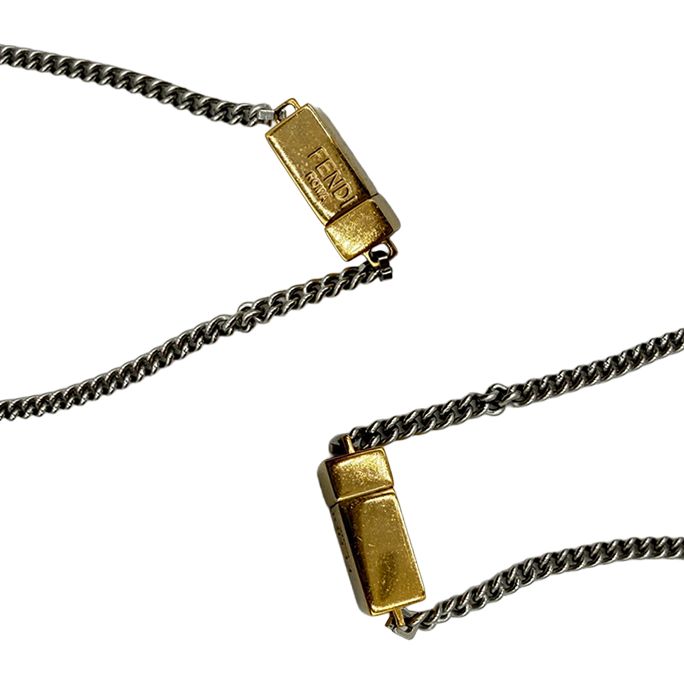 FENDI フェンディ FFロゴ ネックレス シルバー×ゴールド 目黒蓮着用