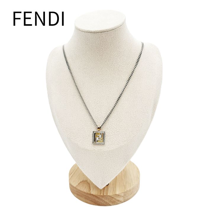 FENDI フェンディ FFロゴ ネックレス シルバー×ゴールド 目黒蓮着用