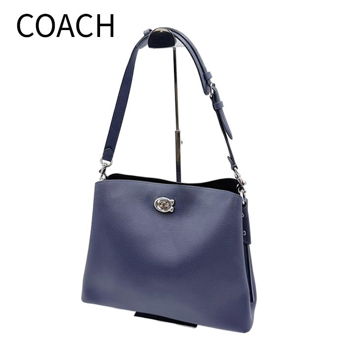 コーチ COACH 2WAY ショルダーバッグ レザー ネイビー
