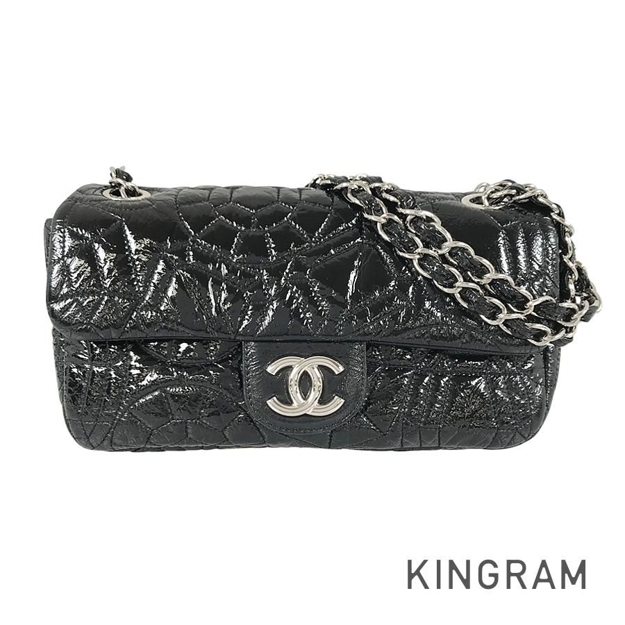 CHANEL ブラック パテントレザー ショルダーバッグ シャネル CHANEL パテントレザー ショルダーバッグ sh【中古】 - メルカリ