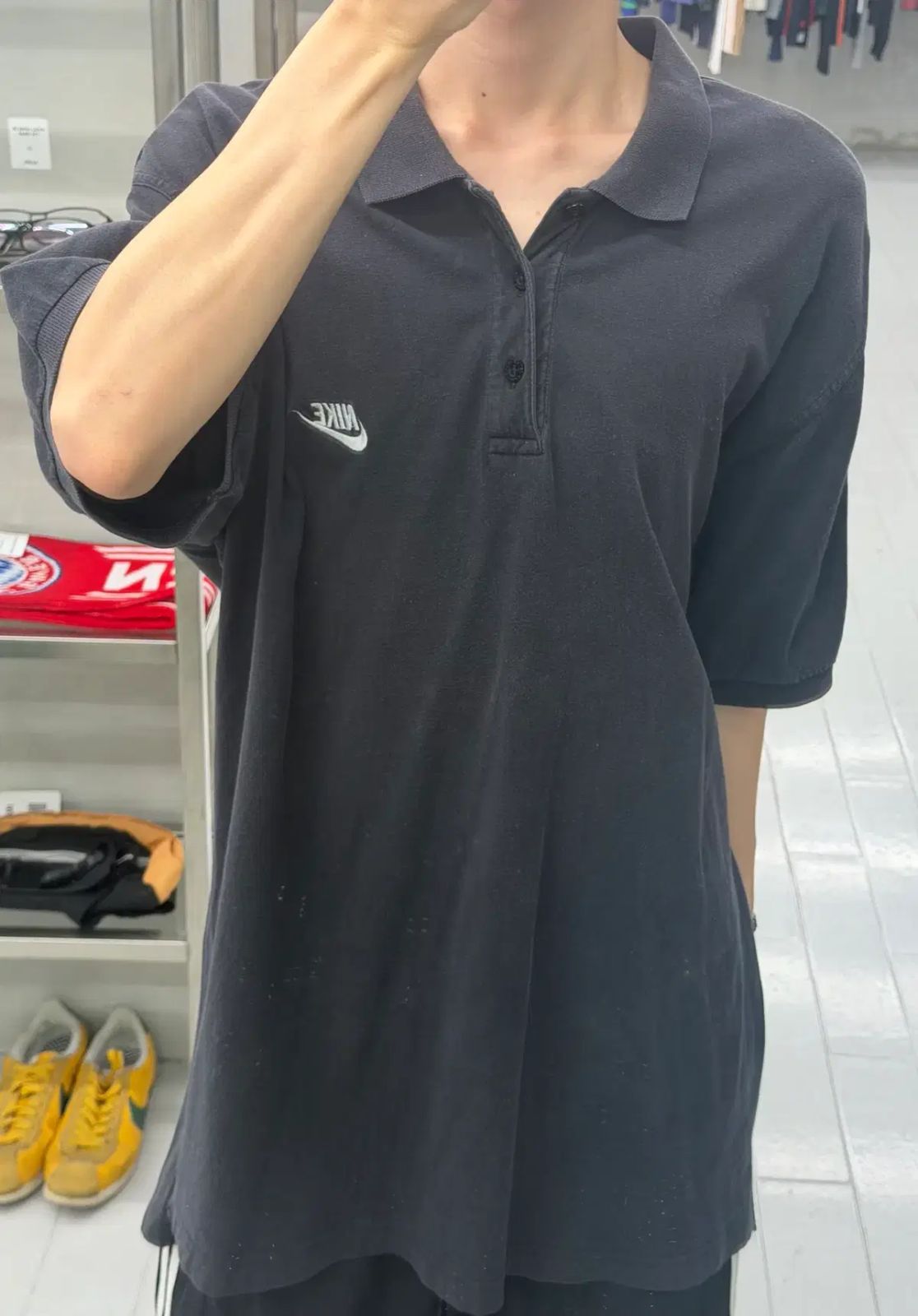 (XL) NIKE 90s Classic ロゴ 半袖 カラーTシャツ ブラック