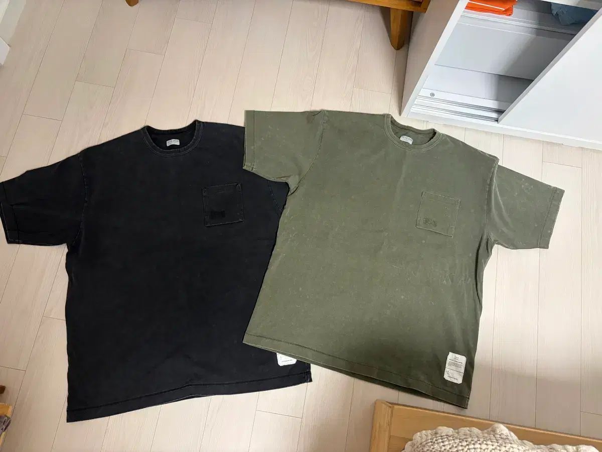 ビヘイビア distressed mil 半袖Tシャツ 2枚 (ブラック、カーキ) サイズ 3