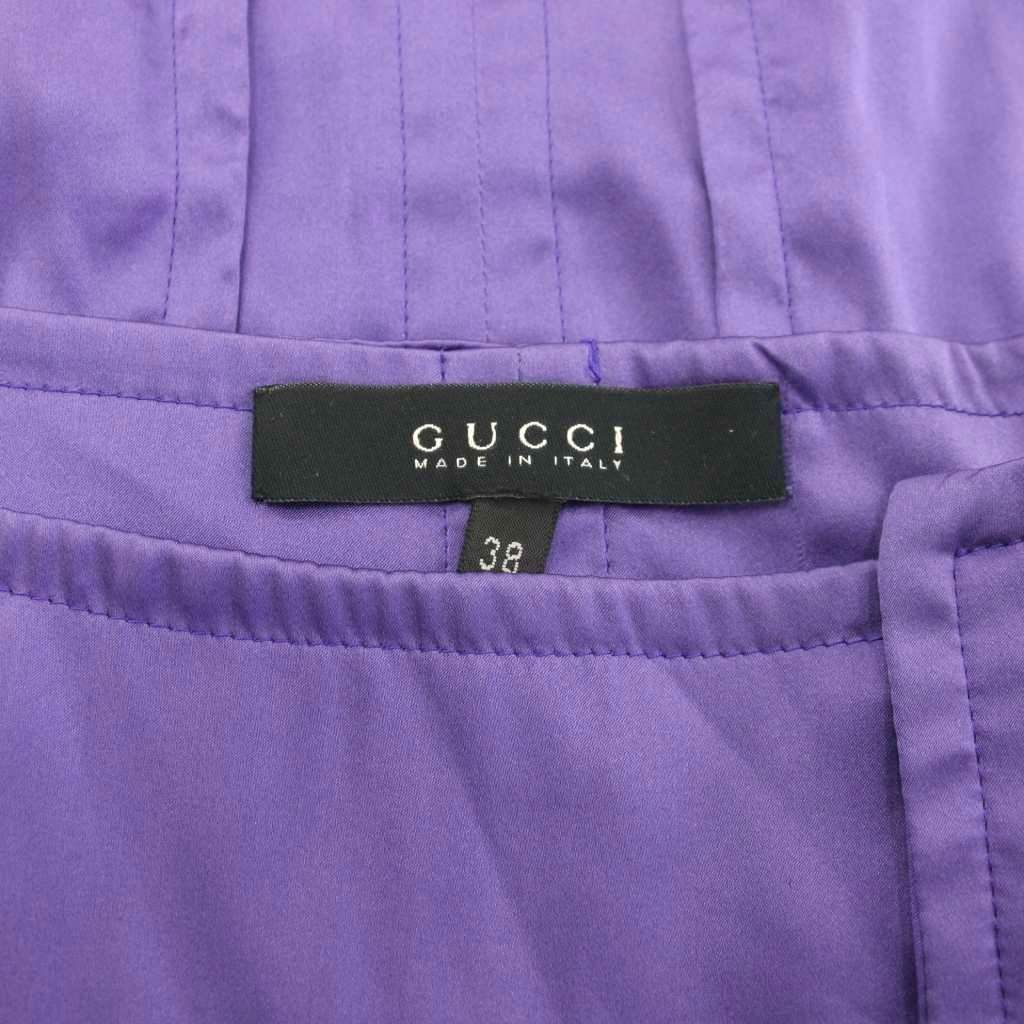 グッチ GUCCI トムフォード期 スカート ひざ丈 シルク スリット 38 紫 パープル 133391 /TK